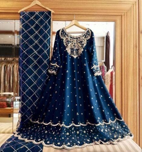 Handwork and Embroidered Long Maxi With Embroidered Dupatta 3PCs