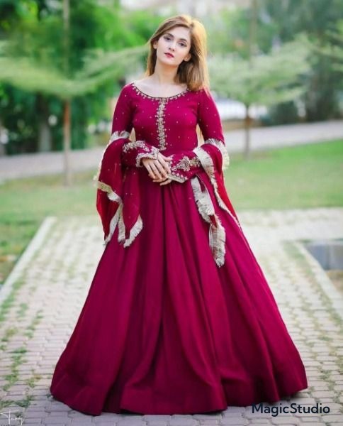 Neck, Sleeves Embroidered with Pearls Attached Long Maxi With Lace Work Dupatta 3PCs