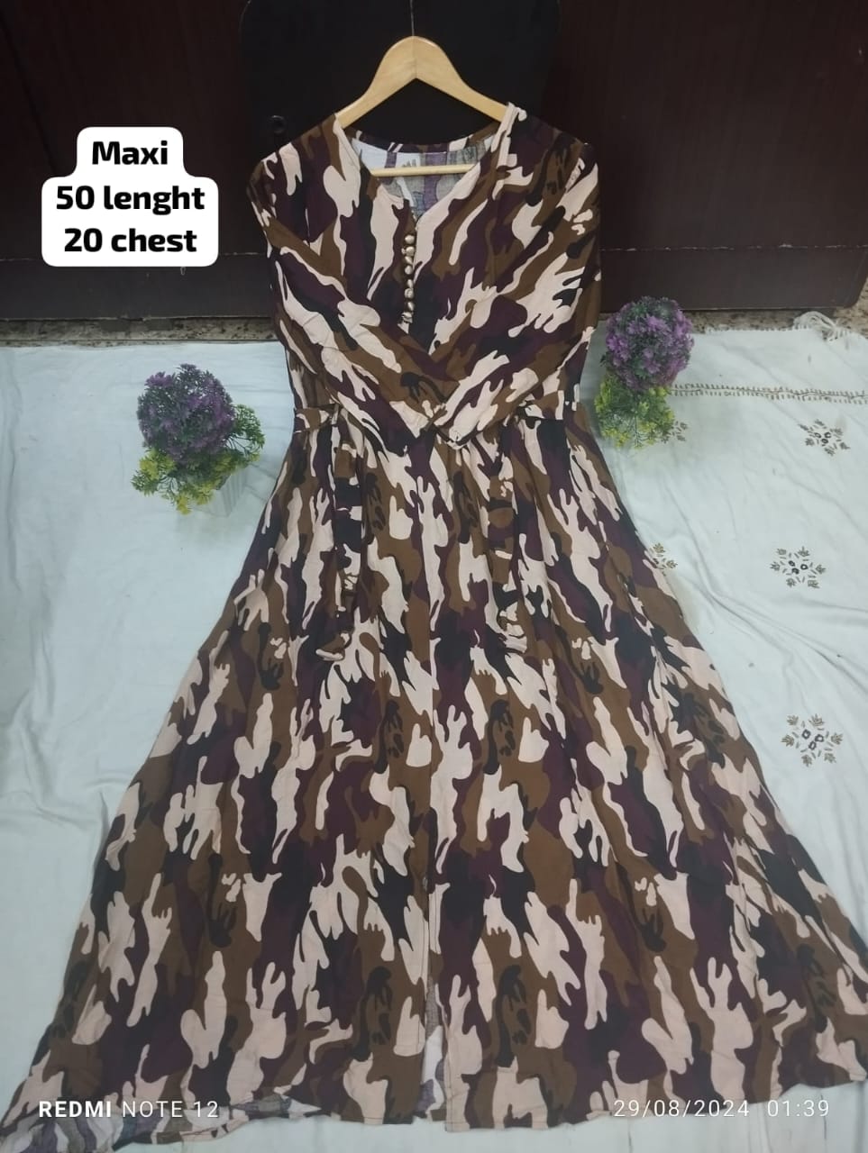 Long printed maxi with strechible same print belt